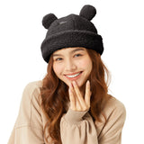 2 Packs Cute Warm Cuffed Beanie Hat with Adjustable Drawcord Faux Lamb Fleece Caps for Women Teens Girls