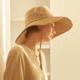 US Stock Unisex Extra Large Brim Sun Bucket Hat with Adjustable Windproof Rope