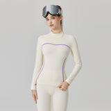 Skiing Thermal Underwear Set for Women Seamless Warm Base Layer Top & Bottom Long Johns for Cold Weather