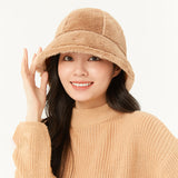 US Stock Winter Faux Fur Bucket Hat Fluffy Fuzzy Vintage Hat