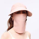 US Stock Wide Brim Baseball Cap with Removeable Face Cover UPF 50+