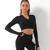 US Stock Women's Cropped Workout Jacket Zip Slim Fit Long Sleeve Athletic Top
