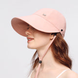 US Stock Wide Brim Baseball Cap with Removeable Face Cover UPF 50+