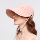 Wide Brim Baseball Cap with Removeable Face Cover Sun Protective Hat UPF 50+