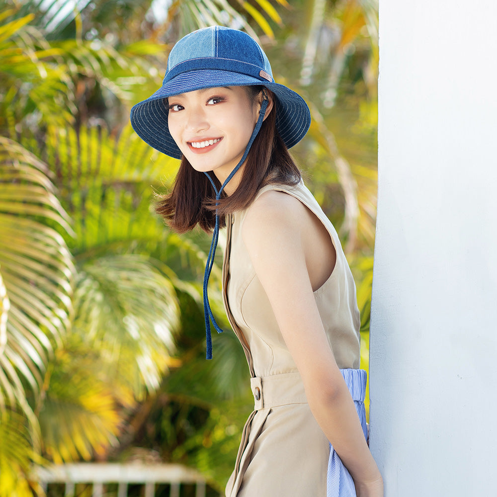 Women's Bucket Hat UV Protection Patchwork Sun Cap UPF 50+