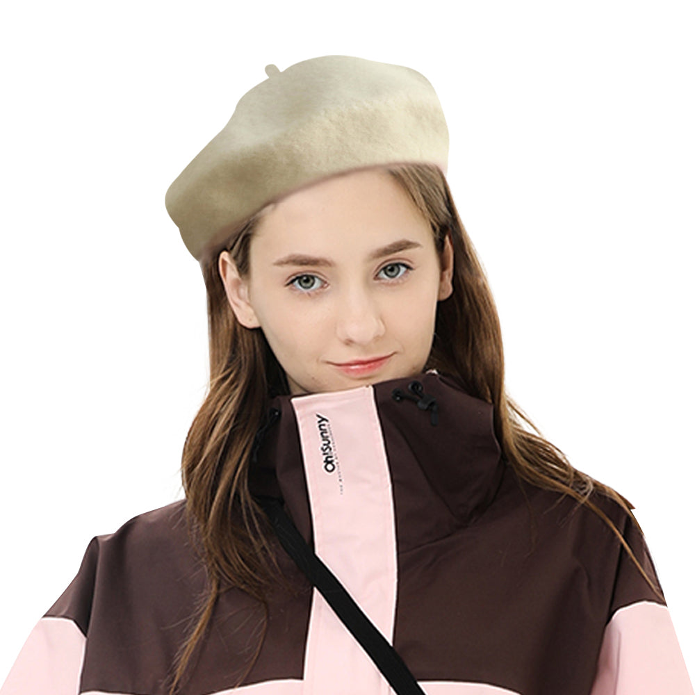 Women French Beret Hat Solid Color Artist Hat Winter Warm Cap