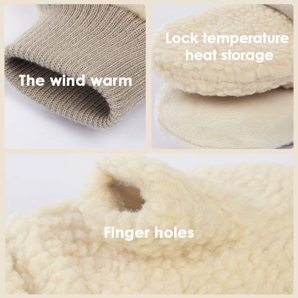 Winter Warm Gloves Fingerless Thermal Insulation Warm Convertible Mittens Flap Cover