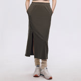 Women's Casual Midi Slit Skirts UPF50+ Elastic High Waist Long Sweater Skirt