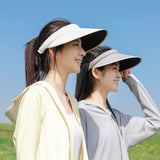 Japan Stock Women's Wide Brim Sun Visor Hat Empty Top Sun Cap UPF50+