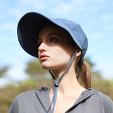US Stock Wide Brim Baseball Cap with Removeable Face Cover UPF 50+