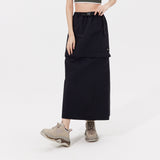 Dual-Use Cargo Skirts Long/Short Casual Loose Skirt with Cargo Pockets