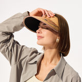 Reversible Straw Visor Hat Roll Up Foldable Double-Sided Sun Protection Cap UPF 2000+