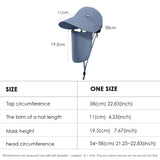 US Stock Wide Brim Baseball Cap with Removeable Face Cover UPF 50+