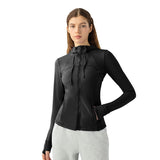 US Stock Workout Hooded Jackets for Women Athletic Sweatshirt with Thumbholes