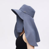 US Stock Unisex Sun Protection Fishing Hat with Face Neck Cover Flap Hiking Cap UPF 50+
