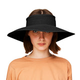 US Stock Wide Brim Straw Visor Hat Foldable Roll up Sun Beach Cap