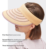 Reversible Straw Visor Hat Roll Up Foldable Double-Sided Sun Protection Cap UPF 2000+