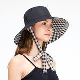 Women's Reversible Bucket Hat with Belt Wide Brim Waterproof Sun Cap UPF50+