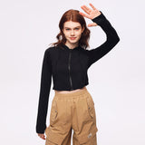 US Stock Women's Cropped Jacket UPF 50+ Long Sleeve Coat Tops