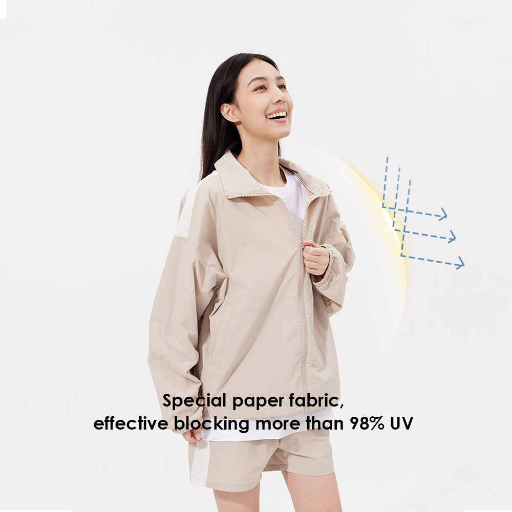 Unisex Outdoor Jacket Paper Feeling Fabric Lightweight UPF50+ Breathable Coat