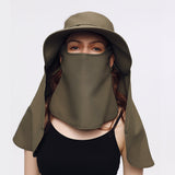 US Stock Unisex Sun Protection Fishing Hat with Face Neck Cover Flap Hiking Cap UPF 50+