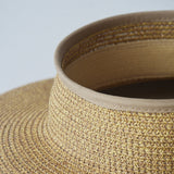 US Stock Wide Brim Straw Visor Hat Foldable Roll up Sun Beach Cap