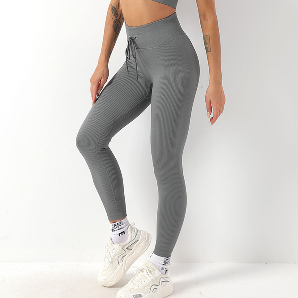 US Stock Women's Yoga Pants Drawstring Sports Workout Leggings