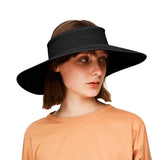 US Stock Wide Brim Straw Visor Hat Foldable Roll up Sun Beach Cap