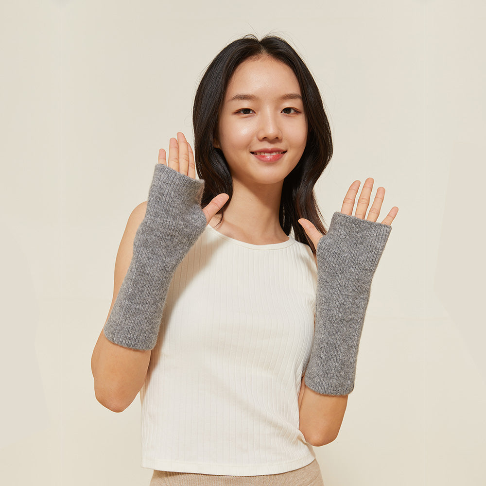 Winter Warm Half Finger Gloves Winter Stretchy Knit Fingerless Mittens