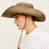 US Stock Unisex Extra Large Brim Sun Bucket Hat with Adjustable Windproof Rope