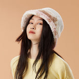 US Stock Women's Plush Bucket Hat UPF 50+ Antistatic Fleece Warm Caps