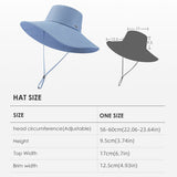 US Stock Unisex Extra Large Brim Sun Bucket Hat with Adjustable Windproof Rope