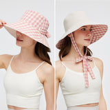 Women's Reversible Bucket Hat with Belt Wide Brim Waterproof Sun Cap UPF50+