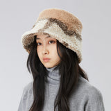 US Stock Women's Plush Bucket Hat UPF 50+ Antistatic Fleece Warm Caps