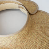 US Stock Wide Brim Straw Visor Hat Foldable Roll up Sun Beach Cap