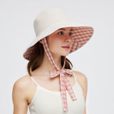 Women's Reversible Bucket Hat with Belt Wide Brim Waterproof Sun Cap UPF50+