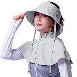 US Stock Women's Wide Brim UV Protection Shoulder Cover Visor Cap UPF 50+