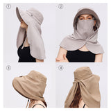 US Stock Unisex Sun Protection Fishing Hat with Face Neck Cover Flap Hiking Cap UPF 50+