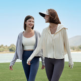 Women's Cropped Sun Protection Hoodie Jackets with Hand Cover UPF50+ Tops Coats