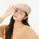 US Stock Women's Winter Sheep Wool Heated Beret Hat