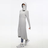 Women's Sun Protective Hoodie with Face Mask UPF50+ Extended Long Cover Up Full Zip Up Dress