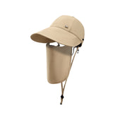 US Stock Wide Brim Baseball Cap with Removeable Face Cover UPF 50+