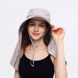 US Stock Unisex Sun Protection Fishing Hat with Face Neck Cover Flap Hiking Cap UPF 50+