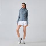 US Stock Workout Hooded Jackets for Women Athletic Sweatshirt with Thumbholes