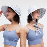 Women's Reversible Bucket Hat with Belt Wide Brim Waterproof Sun Cap UPF50+