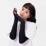 US Stock Women's Arm Sleeves with Half-finger Gloves Sun Protection UPF 50+