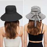 Women's Reversible Bucket Hat with Belt Wide Brim Waterproof Sun Cap UPF50+
