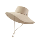 US Stock Unisex Extra Large Brim Sun Bucket Hat with Adjustable Windproof Rope