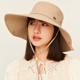 US Stock Unisex Extra Large Brim Sun Bucket Hat with Adjustable Windproof Rope