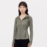 US Stock Workout Hooded Jackets for Women Athletic Sweatshirt with Thumbholes